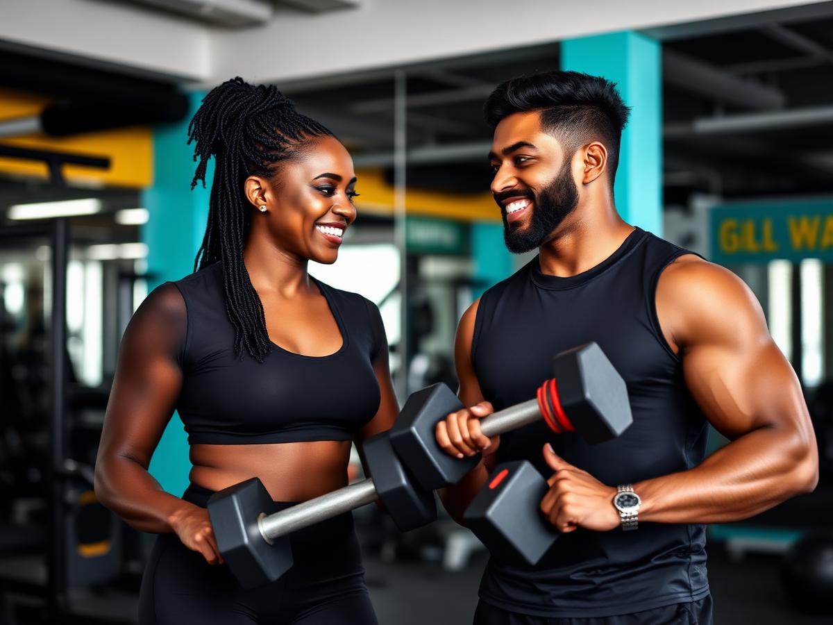 Personal trainer coaching a client